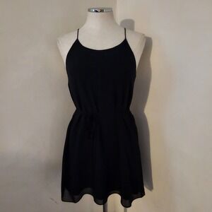 Naked Zebra Black Spaghetti Strap Tie Waist Mini Dress Size S
